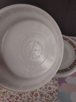 Vintage Anchor Hocking #947 Milk Glass Copper Filigree Small Dessert Plate Set/3