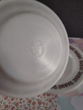 Vintage Anchor Hocking #943 Milk Glass Copper Filigree Small Salad Plate Set/2