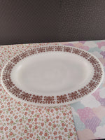 Vintage Anchor Hocking #941 Milk Glass Copper Filigree Medium Serving Platter