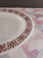 Vintage Anchor Hocking #941 Milk Glass Copper Filigree Medium Serving Platter