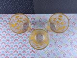 Vintage Libbey Mid Century Modern Juice Glass Tumblers Set/3 Orange Wildflower