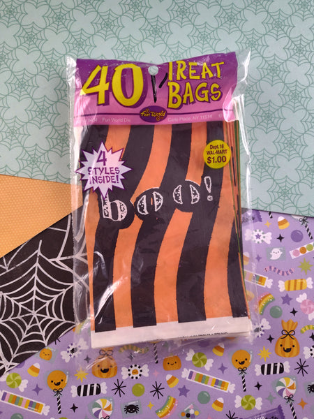 Vintage Halloween Spooky Orange & Black Treat Bags, Pack/40