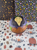 RARE Vintage Halloween Folk Artsy Wicked Witch Painted Wooden Decorative Ball