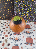 RARE Vintage Halloween Folk Artsy Vampire Painted Wooden Decorative Ball Decor