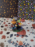 Vintage Halloween Village Scarecrow & Witch Miniature Figurine