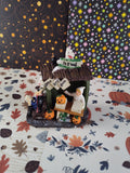 Vintage Halloween Village News Stand w/Pumpkins Miniature Figurine