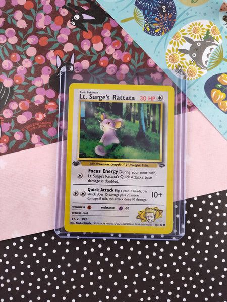Vintage Common - 1st Edition Lt. Surge's Rattata Gym Challenge Non-Holo Pokemon Card 85/132 - NM