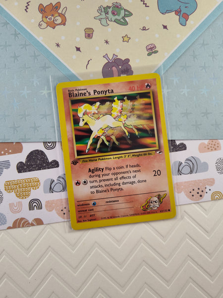 Vintage Common - 1st Edition Blaine's Ponyta Gym Heroes Non-Holo Pokemon Card 63/132 - VG (B)