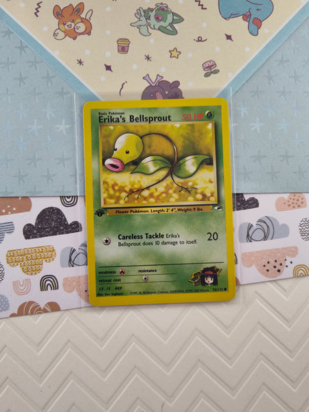 Vintage Common - 1st Edition Erika's Bellsprout Gym Heroes Non-Holo Pokemon Card 76/132 - VG