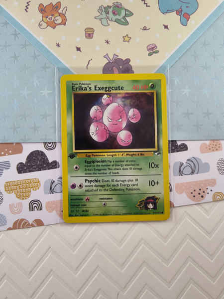 Vintage Common - 1st Edition Erika's Exeggcute Gym Heroes Non-Holo Pokemon Card 77/132 - VG