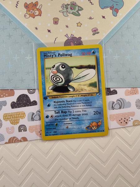 Vintage Common - 1st Edition Misty's Poliwag Gym Heroes Non-Holo Pokemon Card 87/132 - VG