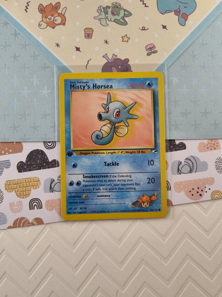 Vintage Common - 1st Edition Misty's Horsea Gym Heroes Non-Holo Pokemon Card 86/132 - VG