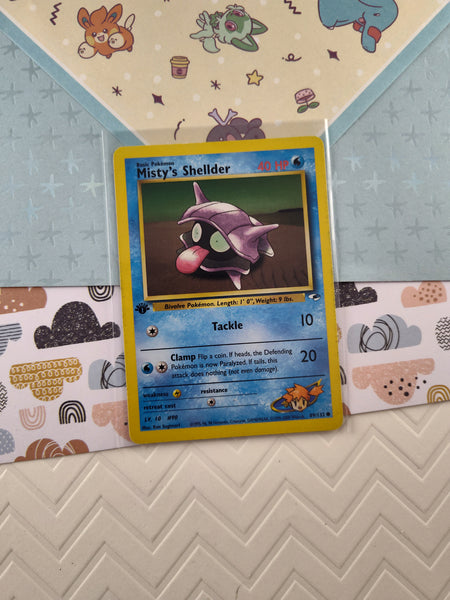 Vintage Common - 1st Edition Misty's Shellder Gym Heroes Non-Holo Pokemon Card 89/132 - VG