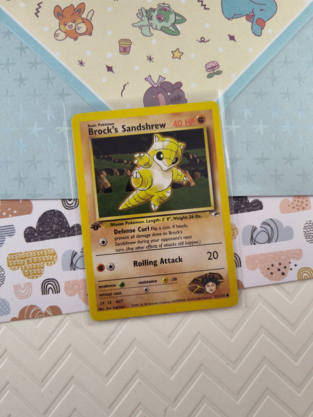 Vintage Common - 1st Edition Brock's Sandshrew Gym Heroes Non-Holo Pokemon Card 71/132 - VG (C)