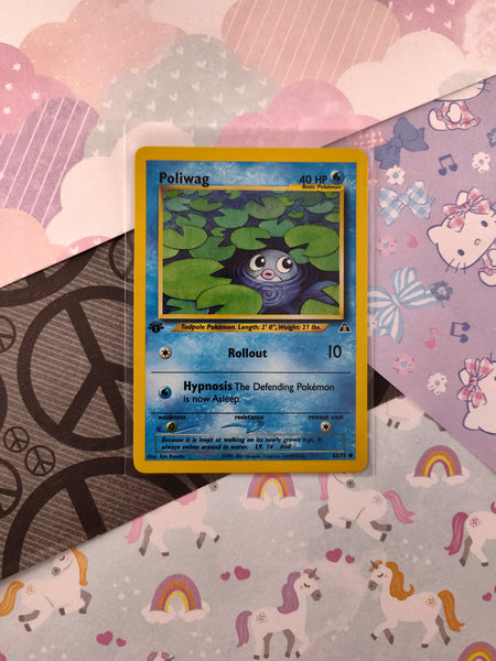 Vintage Common - 1st Edition Poliwag Neo Discovery Non-Holo Pokemon Card 62/75 - VG
