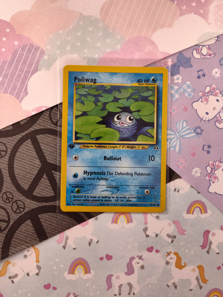 Vintage Common - 1st Edition Poliwag Neo Discovery Non-Holo Pokemon Card 62/75 - VG (B)