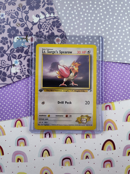 Vintage Uncommon - 1st Edition Lt. Surge's Spearow Gym Heroes Non-Holo Pokemon Card 52/132 - NM