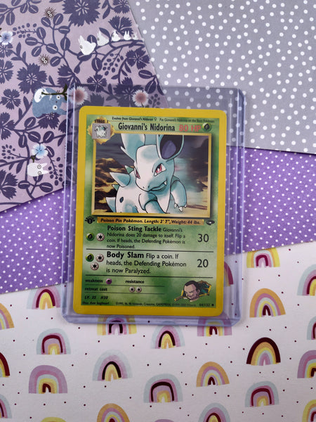 Vintage Uncommon - 1st Edition Giovanni's Nidorina Gym Challenge Non-Holo Pokemon Card 44/132 - NM