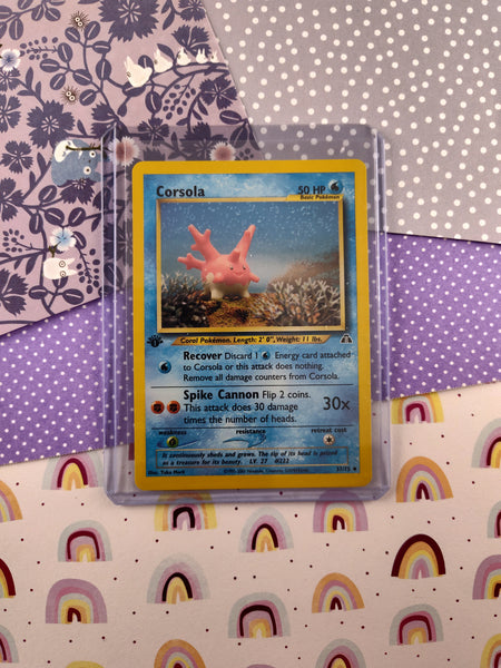 Vintage Uncommon - 1st Edition Corsola Neo Discovery Non-Holo Pokemon Card 37/75 - NM