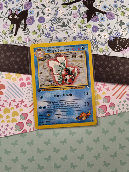 Vintage Uncommon - 1st Edition Misty's Seaking Gym Heroes Non-Holo Pokemon Card 55/132 - VG (C)