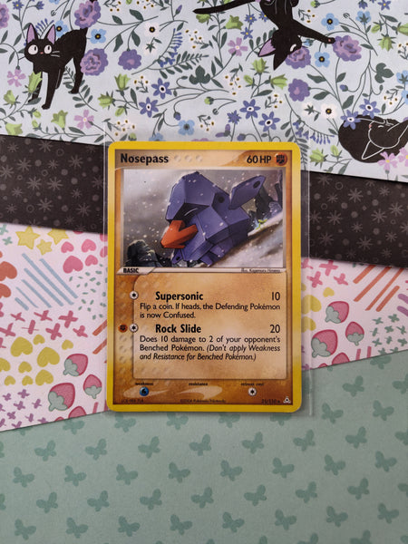 Vintage Rare - Nosepass Holon Phantoms Non-Holo Pokemon Card 25/110 - MP