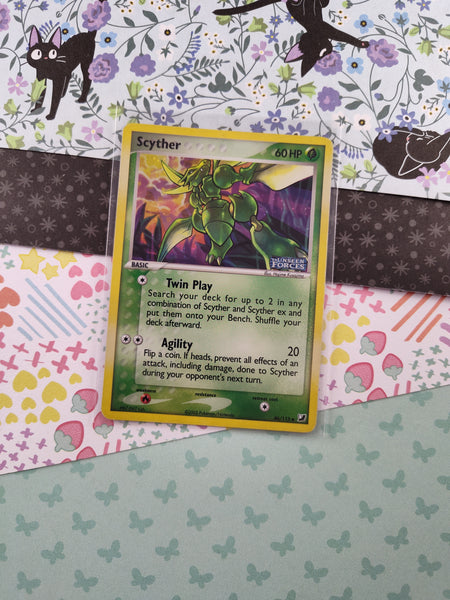 Vintage Rare - Scyther Unseen Forces Stamped Holographic Pokemon Card 46/115 - LP