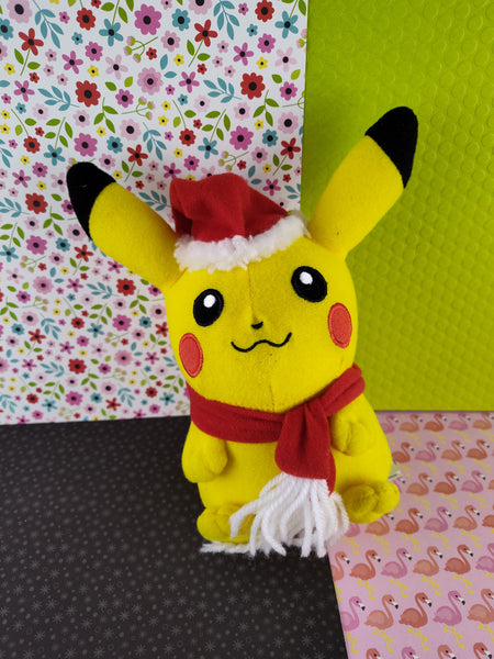 2022 Toy Factory Pokemon Christmas Santa Hat Pikachu 8.5" Plush, Nice & Clean