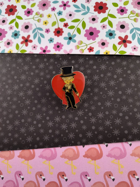 Vintage Sailor Moon Tuxedo Mask Red Heart Enamel Pin/Brooch, Bandai Japan TKTAT