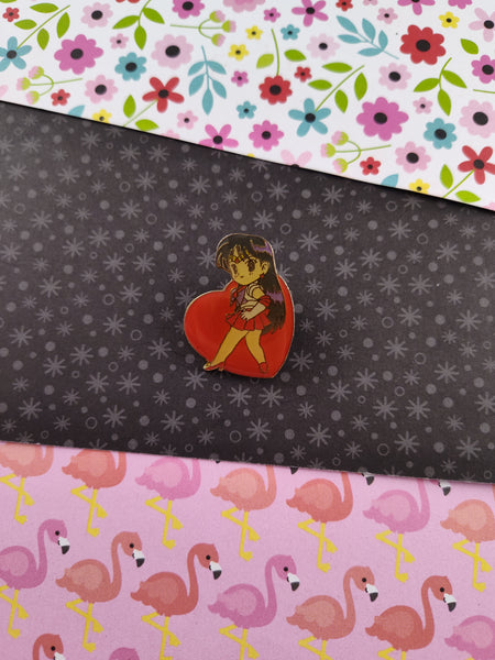 Vintage Sailor Moon Sailor Mars Red Heart Enamel Pin/Brooch, Bandai Japan TKTAT