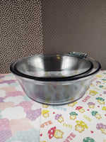 Vintage Pyrex Flameware Top of Stove-Ware Clear Blue Bowl Set/2 833-B + 832-B