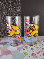 Vintage 1977 McDonalds Ronald McDonald Glass Tumblers Set/2