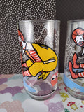 Vintage 1977 McDonalds Ronald McDonald Glass Tumblers Set/2