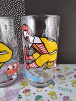 Vintage 1977 McDonalds Ronald McDonald Glass Tumblers Set/2