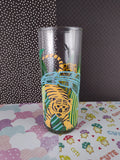 Vintage Panache Barware Jungle Tiger Design Glass Tumbler, Nice & Clean