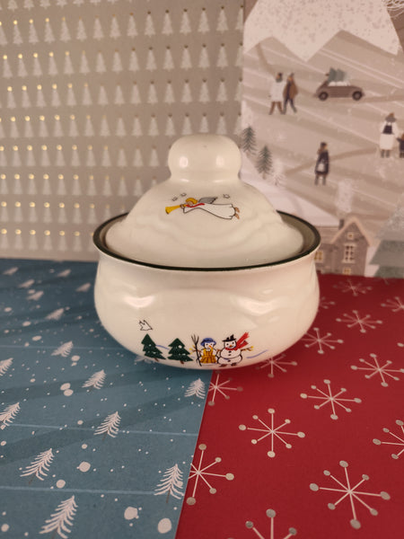 Vintage Pfaltzgraff Snow Village Sugar Bowl w/Lid