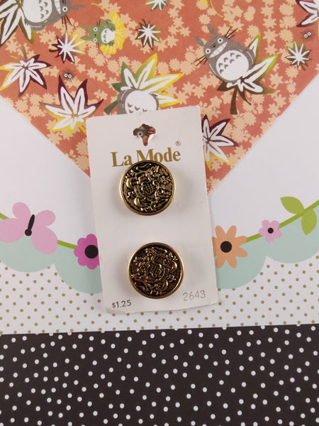 Vintage La Mode Decorative Buttons, Ant. Gold