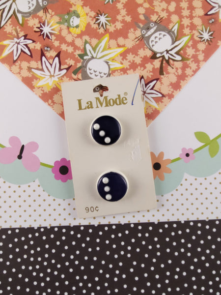 Vintage La Mode Washable Decorative Buttons, Navy, Made in France