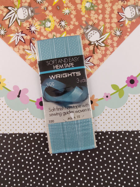 Vintage Wrights "Soft and Easy" Seam Binding, Rayon, Aqua SEALED