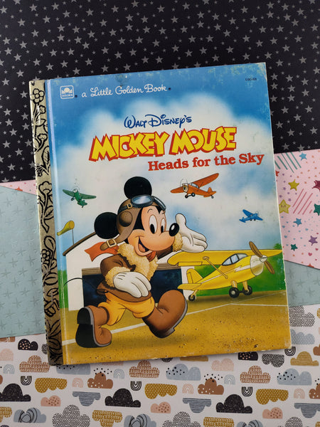Vintage 1991 Little Golden Book "Walt Disney's Mickey Mouse Heads for the Sky" Hardcover
