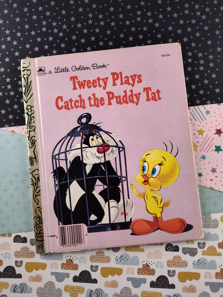 Vintage 1975 Hardcover Little Golden Book: Tweety Plays Catch the Puddy Tat Hardcover