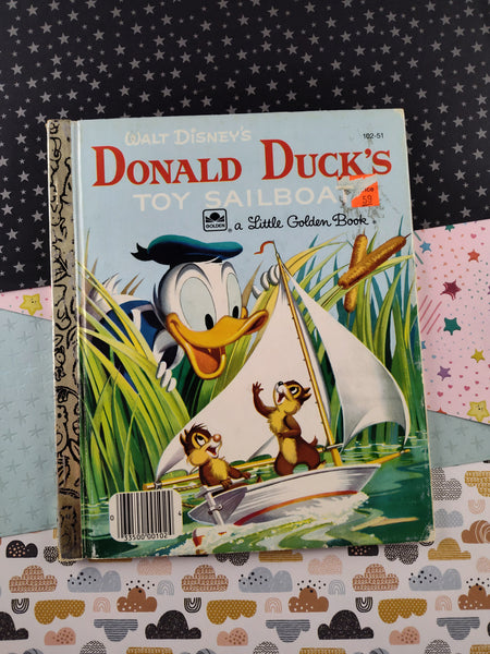 Vintage 1954 Little Golden Book: Walt Disney's Donald Duck's Toy Sailboat Hardcover