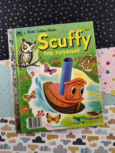 Vintage 1974 Little Golden Book: Scuffy the Tugboat Hardcover (American Family Publishers)