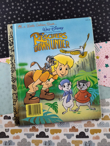 Vintage 1990 Little Golden Book: Walt Disney Pictures Presents The Rescuers Down Under Hardcover
