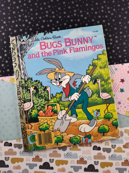 Vintage 1987 Little Golden Book: Bugs Bunny and the Pink Flamingos, Hardcover