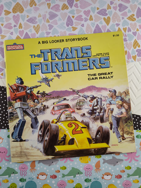 Vintage 1984 Marvel Books The Transformers Big Looker Storybook: The Great Car Rally Softcover