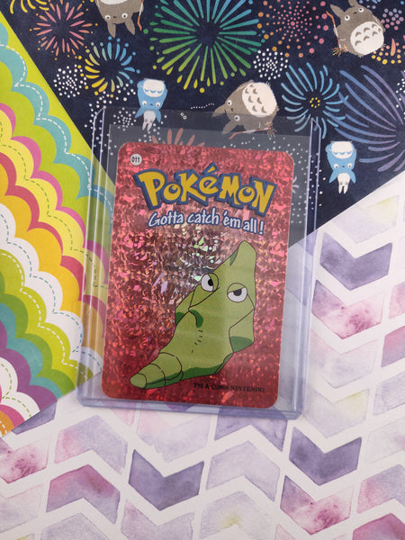 Vintage 1990's Pokemon Trading Vending Prism Shiny Holo Sticker Metapod #11 - NM