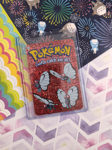 Vintage 1990's Pokemon Trading Vending Prism Shiny Holo Sticker Butterfree #12 - NM