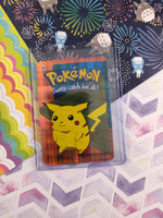 Vintage 1990's Pokemon Trading Vending Prism Shiny Holo Sticker Pikachu #25 - NM