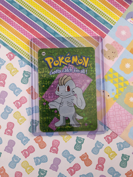 Vintage 1990's Pokemon Trading Vending Prism Shiny Holo Sticker Machop #66 - NM