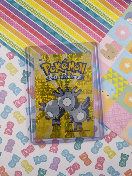 Vintage 1990's Pokemon Trading Vending Prism Shiny Holo Sticker Magneton #82 - NM